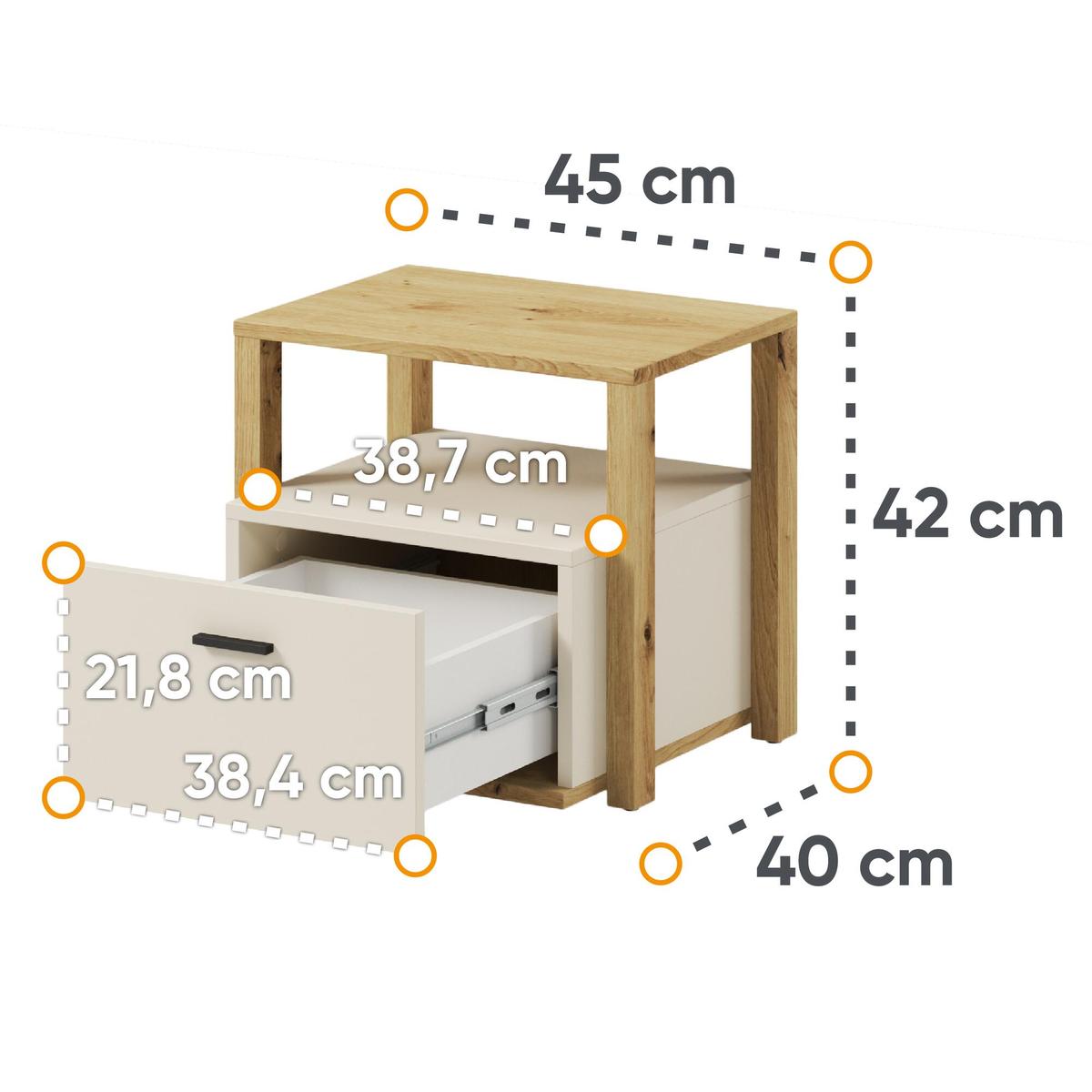 Szafka nocna Lenny 45 cm do sypialni stolik beżowy  nr. 3