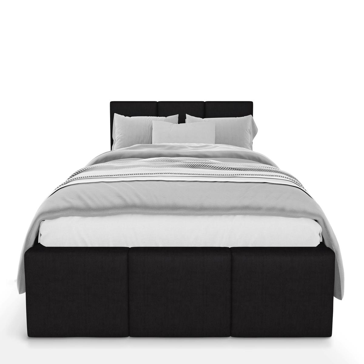 Łóżko Pojedyncze 90x200cm łóżko tapicerowane z pojemnikiem czarne do sypialni wezgłowie 120 cm nr. 6