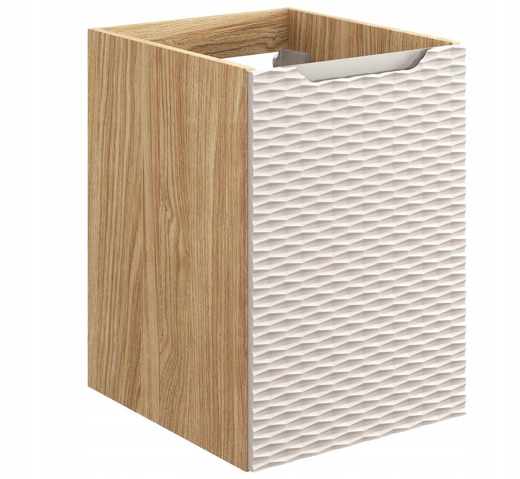 Szafka Łazienkowa 40x55x46 cm beżowa wisząca pod blat 1 drzwi front MDF 3D słupek do łazienki