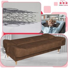 Wersalka SARA 200x95 cm brązowa rozkładana kanapa z pojemnikiem sofa do salonu Aura - Miniaturka zdjęcia nr 5