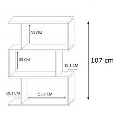 Regał otwarty 76,4x28x107 cm Bask na książki z trzema półkami wenge do salonu - Miniaturka zdjęcia nr 3