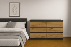 Komoda MARTUSIA 120x72x40 cm z szufladami do sypialni i salonu artisan/antracyt - Miniaturka zdjęcia nr 5