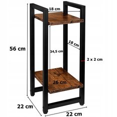 Kwietnik LUPIN 23x56x26 cm stojak na kwiaty do salonu czarny postarzany dąb - Miniaturka zdjęcia nr 2