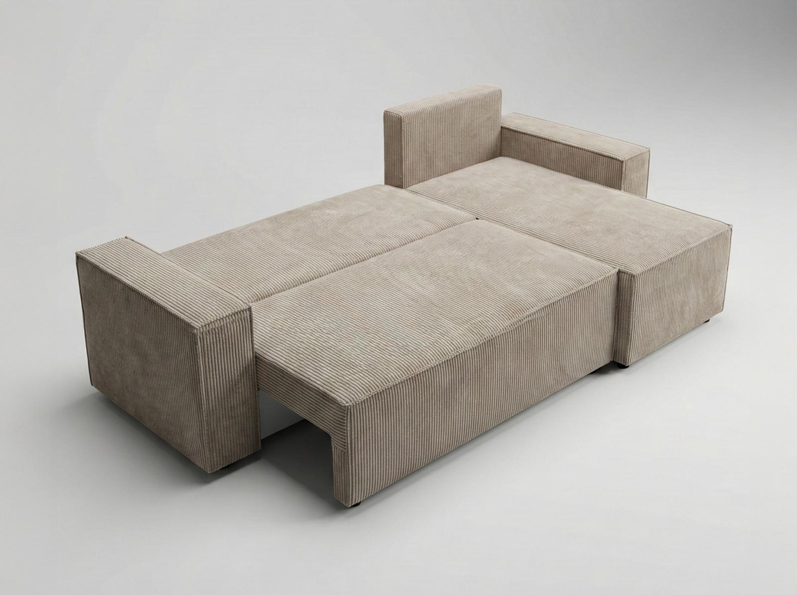 Narożnik Modena 230x52x130 cm z funkcją spania i pojemnikiem sztruks beżowy do salonu nr. 4