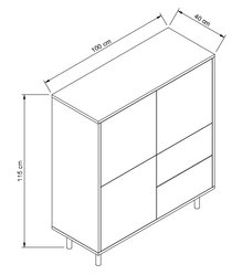 Komoda wysoka LOLA 100x40x115 cm z szufladami do sypialni salonu dąb artisan kaszmir - Miniaturka zdjęcia nr 6