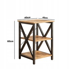 Stolik kawowy kwadratowy 40x40x60 cm rustykalny drewniany z półką retro do salonu sypialni lub biura - Miniaturka zdjęcia nr 9
