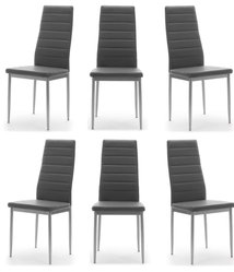 Zestaw 6 szt krzesło FADO szare ekoskóra tapicerowane do jadalni lub salonu