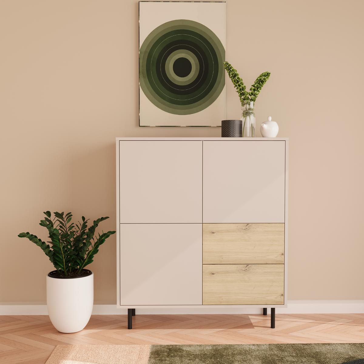 Komoda wysoka LOLA 100x40x115 cm z szufladami do sypialni salonu dąb artisan kaszmir nr. 3