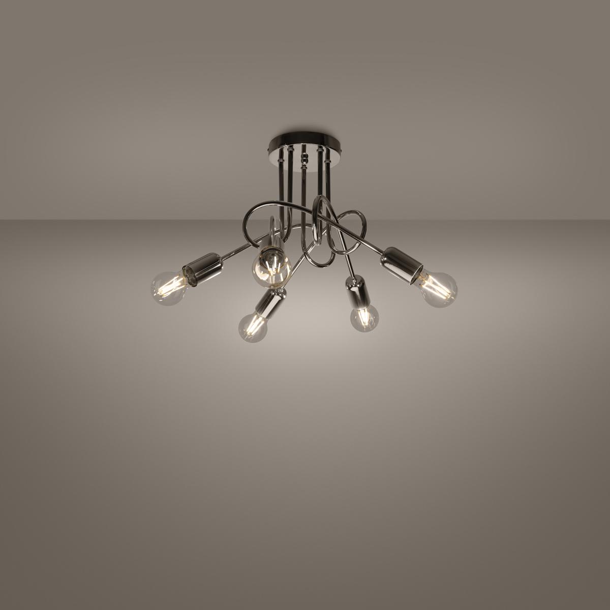 Żyrandol LOOP 5 chrom 35x55x55cm noowczesna lampa srebrna E27 do salonu  nr. 3