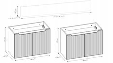 Szafka pod umywalkę z blatem NOVA BLACK 160 cm czarna wisząca ryflowane fronty 4 drzwi do łazienki - Miniaturka zdjęcia nr 3