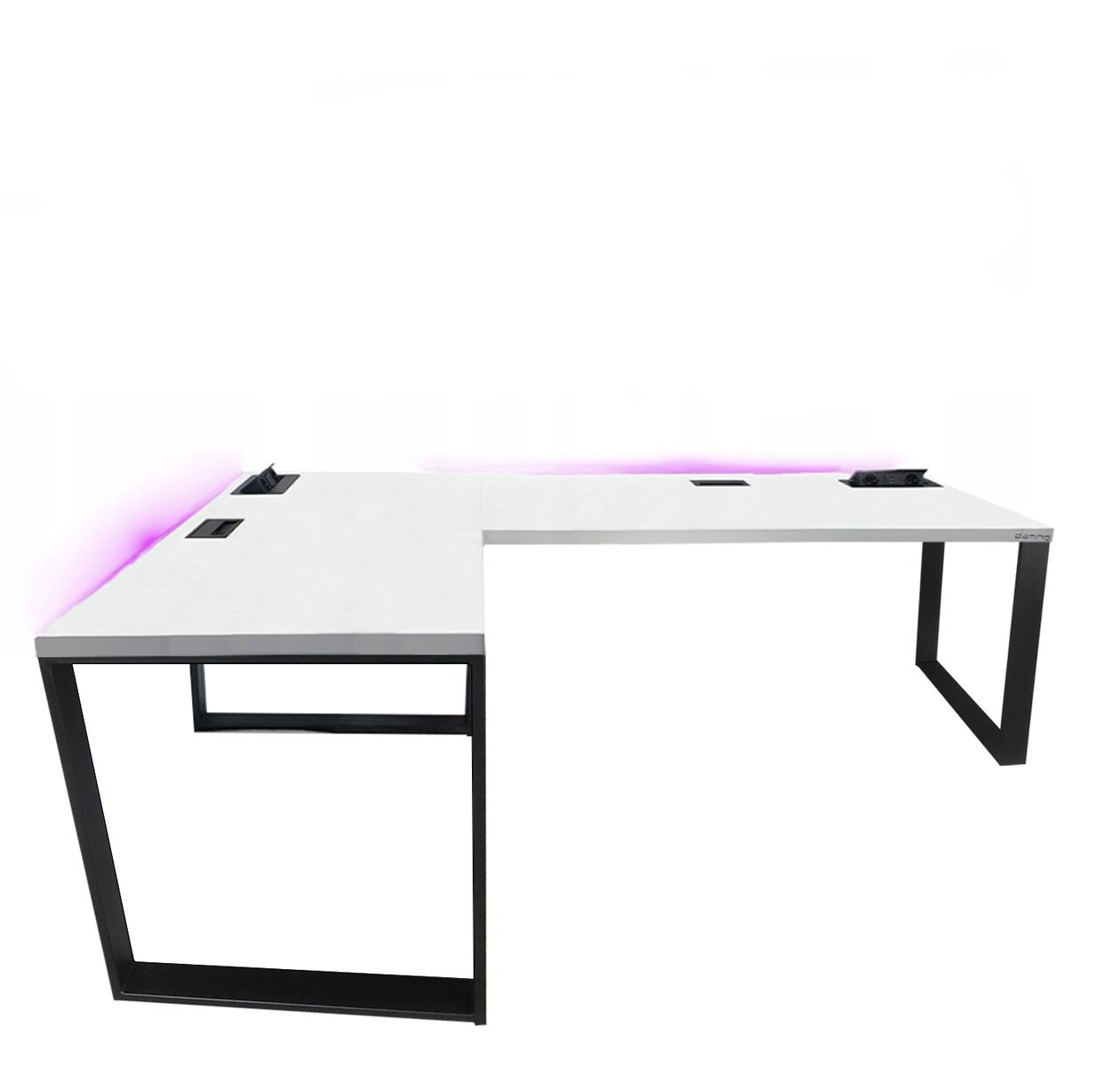 Biurko gamingowe narożne model 3 Top białe LOFT metalowe nogi LED RGB przepust USB dla gracza 180x71x60cm nr. 3