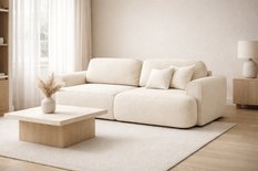 Kanapa z funkcją spania ITALY 250x100x82 cm FLOW trzyosobowa sofa rozkładana kremowa - Miniaturka zdjęcia nr 10