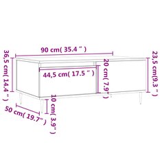 Stolik kawowy 90x50x36,5 cm z praktyczną szufladą i półką przydymiony dąb do salonu - Miniaturka zdjęcia nr 11