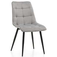 Krzesło CHIC jasnoszare tapicerowane welurowe aksamit do jadalni lub salonu 