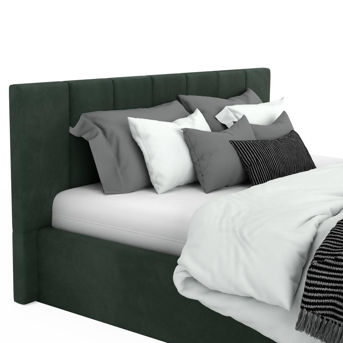 Łóżko tapicerowane 160x200 premium z pojemnikiem do sypialni butelkowa zieleń wezgłowie 107 cm nr. 10