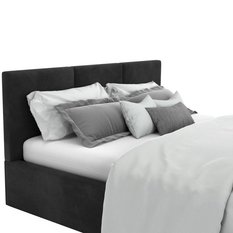 Łóżko tapicerowane do sypialni 180x200x88 cm podwójne z pojemnikiem basic czarne - Miniaturka zdjęcia nr 12