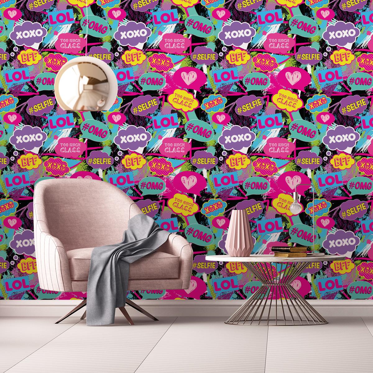 Tapeta Dla Dziewczyny POP-ART Kolorowe Emotikony  nr. 4