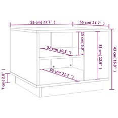 Stolik kawowy 55x55x43 cm z przestronnymi półkami przydymiony dąb do salonu - Miniaturka zdjęcia nr 7