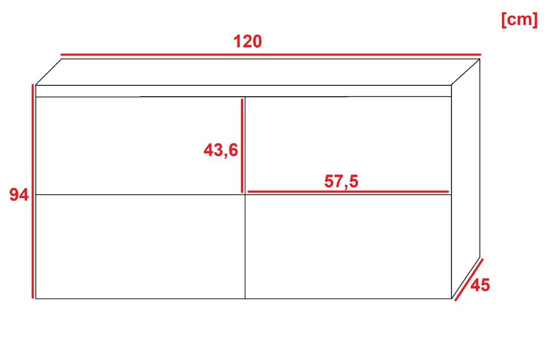 Komoda Malani 120x45x94 cm lamele przesuwne fronty biało-dąb sonoma do salonu nr. 4