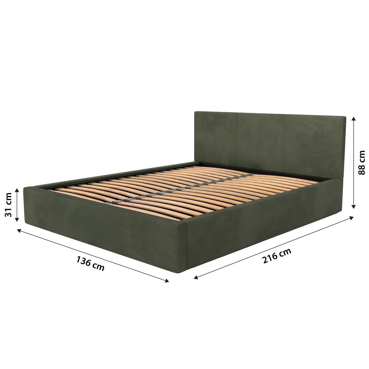 Łóżko tapicerowane do sypialni basic 120x200x88 cm podwójne z pojemnikiem khaki nr. 16