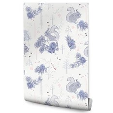 Tapeta Dziecięca Zwierzęta Leśne WIEWIÓRKI Drzewa  - Miniaturka zdjęcia nr 1