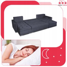 Narożnik Varius BIG 297x74x140 cm kształt U z funkcją spania i przechowywania do salonu Monoliht czarny - Miniaturka zdjęcia nr 7