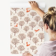 Tapeta Do Pokoju Dziecka LISY Zwierzęta Drzewa Las  - Miniaturka zdjęcia nr 4