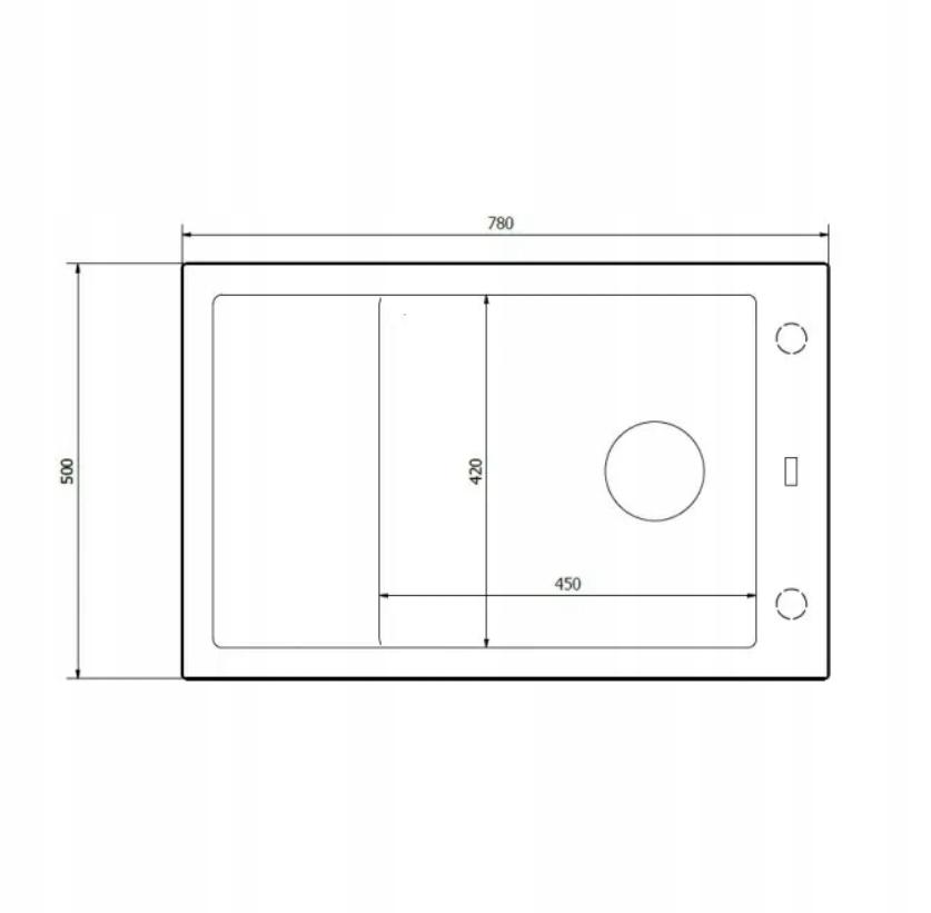 Zlewozmywak granitowy 1-komorowy 78x50x23,6 cm ARES 40 z ociekaczem głęboka czerń nr. 3