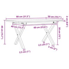 Stolik kawowy 80x50x40 cm nogi w kształcie litery X lite drewno do salonu - Miniaturka zdjęcia nr 10