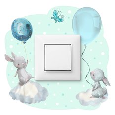 Naklejka Pod Włącznik Światła Króliczki Chmurki 20x20 Kropki Motylek Dla Dzieci - Miniaturka zdjęcia nr 1