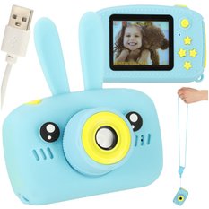 Aparat fotograficzny cyfrowy video gry 2.0" HD + etui zabawka dla dzieci niebieski 8x5x4 cm - Miniaturka zdjęcia nr 7