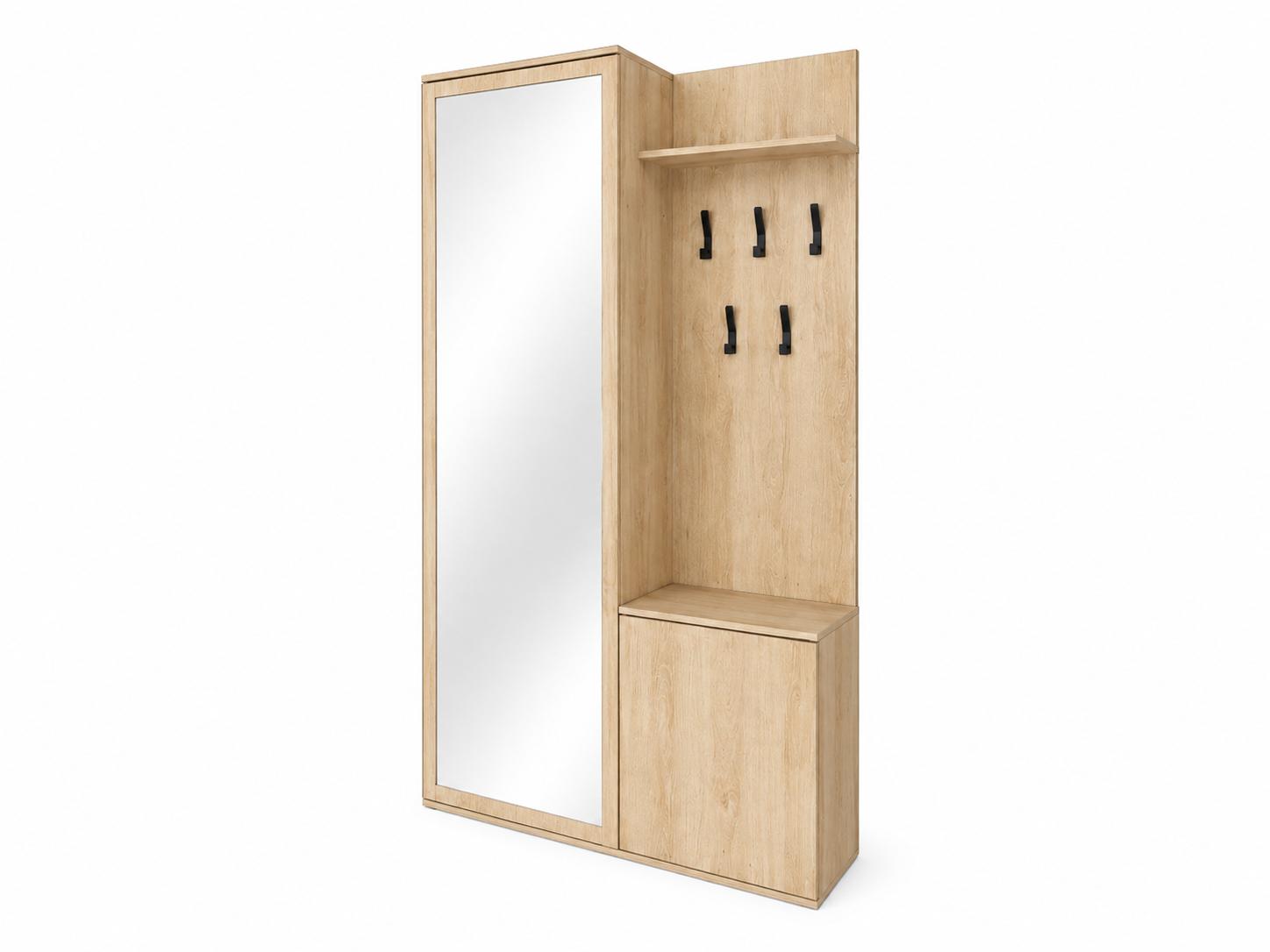 Garderoba do przedpokoju DUO 180x95x35 cm z lustrem wieszakami szafka na buty dąb sonoma lewa nr. 3