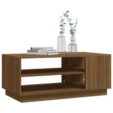 Stolik kawowy 102x55x43 cm z przestronnymi półkami brązowy dąb do salonu - Miniaturka zdjęcia nr 1