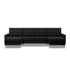 Narożnik w kształcie U ELMA 294x88x140 cm z leżankami rozkładany z funkcją spania sprężyna bonell sofa narożna czarna - Miniaturka zdjęcia nr 2