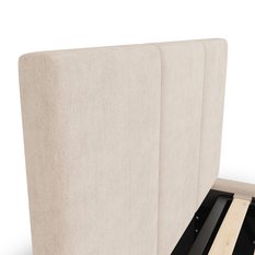 Łóżko Pojedyncze 90x200cm łóżko tapicerowane z pojemnikiem kremowe do sypialni wezgłowie 120 cm - Miniaturka zdjęcia nr 8