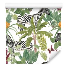 Tapeta, Tropikalne Zwierzęta, Zebry, Egzotyczne Liście - Miniaturka zdjęcia nr 3