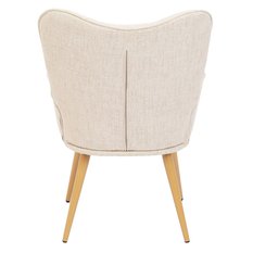 Fotel uszak tapicerowany wypoczynkowy 69x63x89 cm do salonu biura nogi dąb beżowy - Miniaturka zdjęcia nr 5