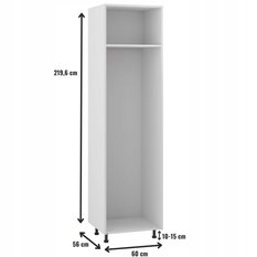 Korpus szafka kuchenna dolna 60x230x56 cm do zabudowy lodówki z akcesoriami biały do kuchni - Miniaturka zdjęcia nr 2