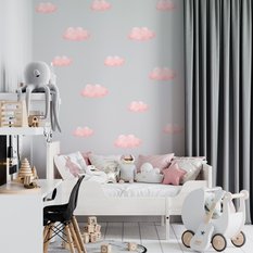 NAKLEJKA NA ŚCIANĘ DO POKOJU DZIECKA 120x60 RÓŻOWE CHMURECZKI - Miniaturka zdjęcia nr 4