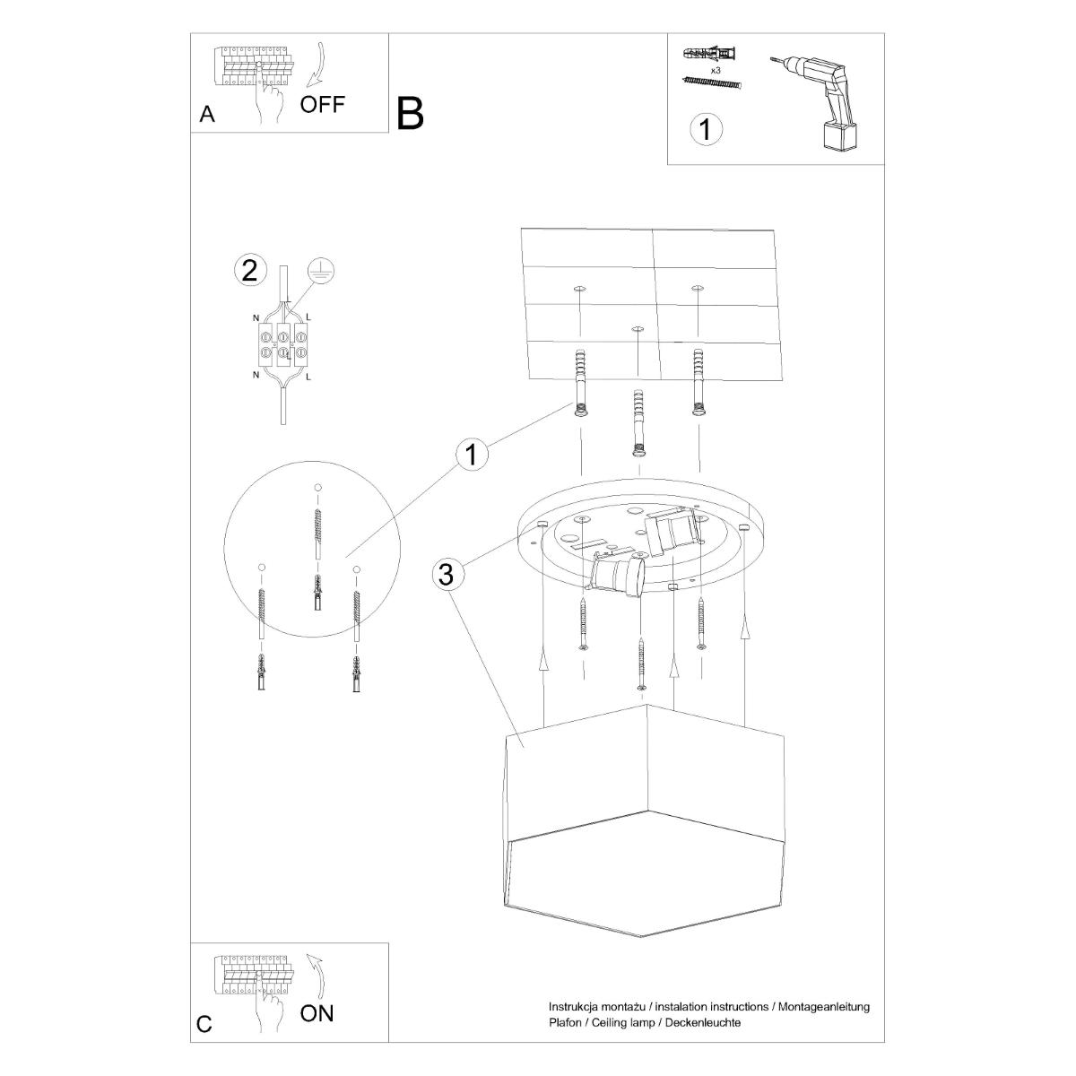 Plafon SUNDE 15 biały 15.5x26.5x30.5cm nowoczesna lampa E27 do salonu nr. 8