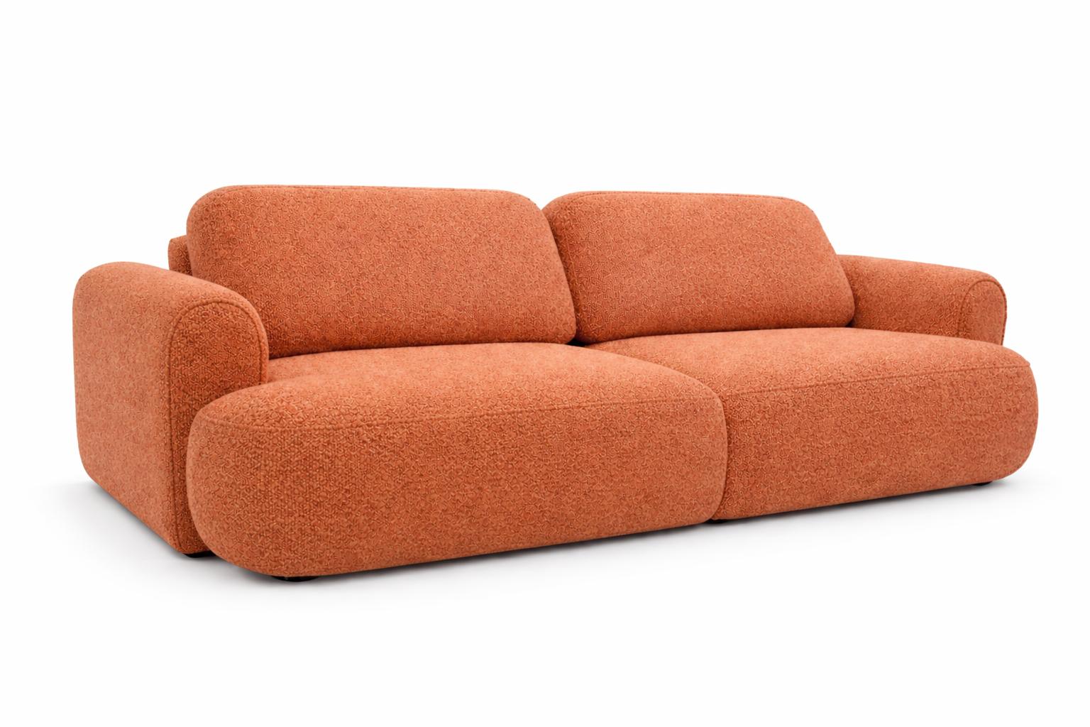 Kanapa z funkcją spania ITALY 253x110x71 cm trzyosobowa sofa rozkładana tkanina FLOW pomarańczowy