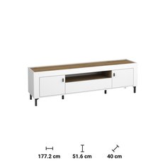 Szafka RTV 177,2x40x51,6 cm z szufladą i półką biały do salonu - Miniaturka zdjęcia nr 4