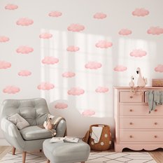 NAKLEJKA NA ŚCIANĘ DO POKOJU DZIECKA 120x60 RÓŻOWE CHMURECZKI - Miniaturka zdjęcia nr 2