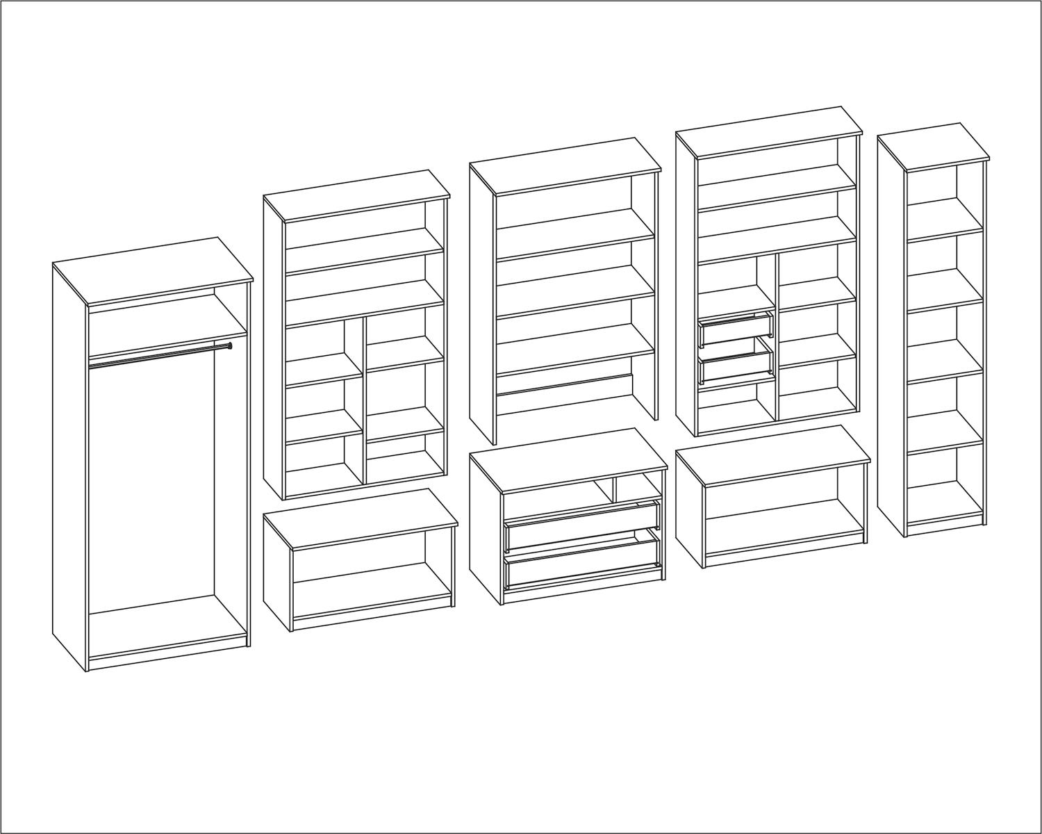 Meblościanka z szafą LENA 405x210x53 cm zestaw mebli do salonu witryna RTV Wiśnia porto MDF  nr. 3