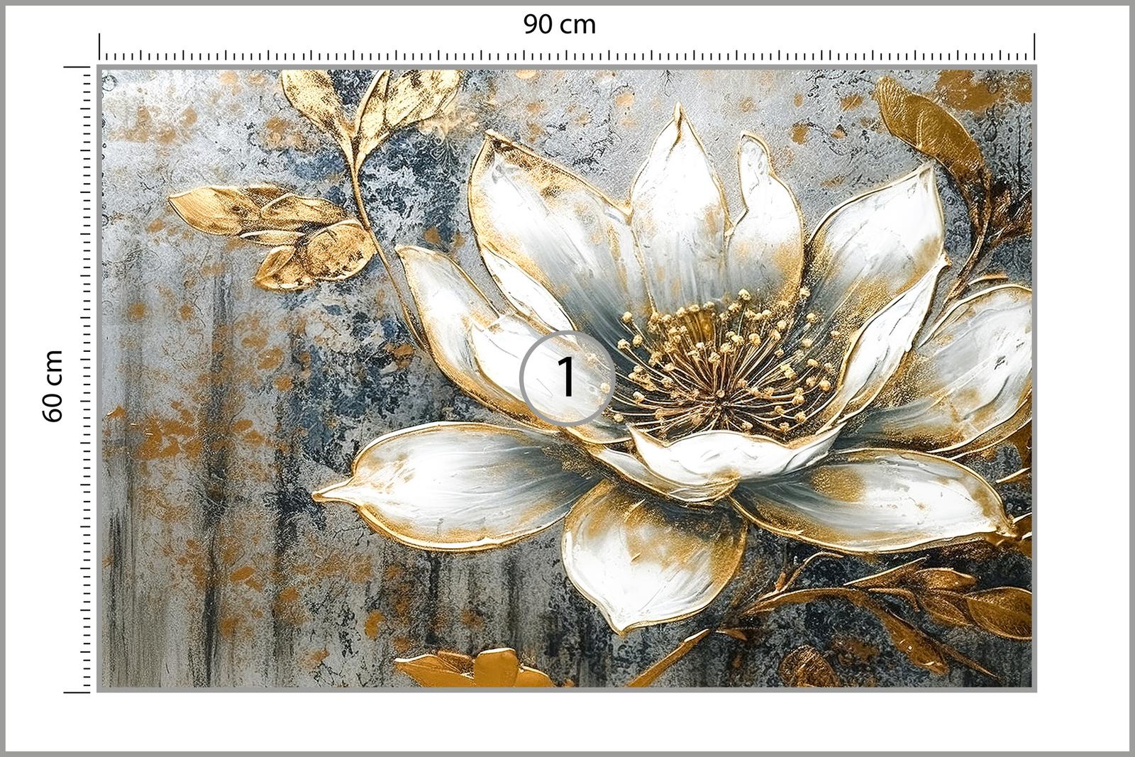 Fototapeta Ścienna Biały KWIATY Abstrakcja Beton Elementy Złota Mur  nr. 2