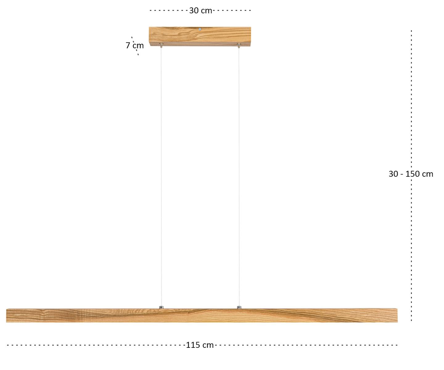 Lampa wisząca 115 x 7 x 150 cm LED z drewna jesionowego wymienny LED rustykalna 4000K do salonu nr. 7