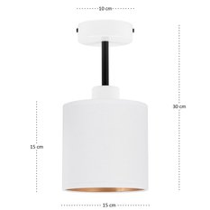 Lampa sufitowa 15x15x30 cm jednopunktowy spot z abażurem gwint E27 biała z białym abażurem do salonu - Miniaturka zdjęcia nr 4