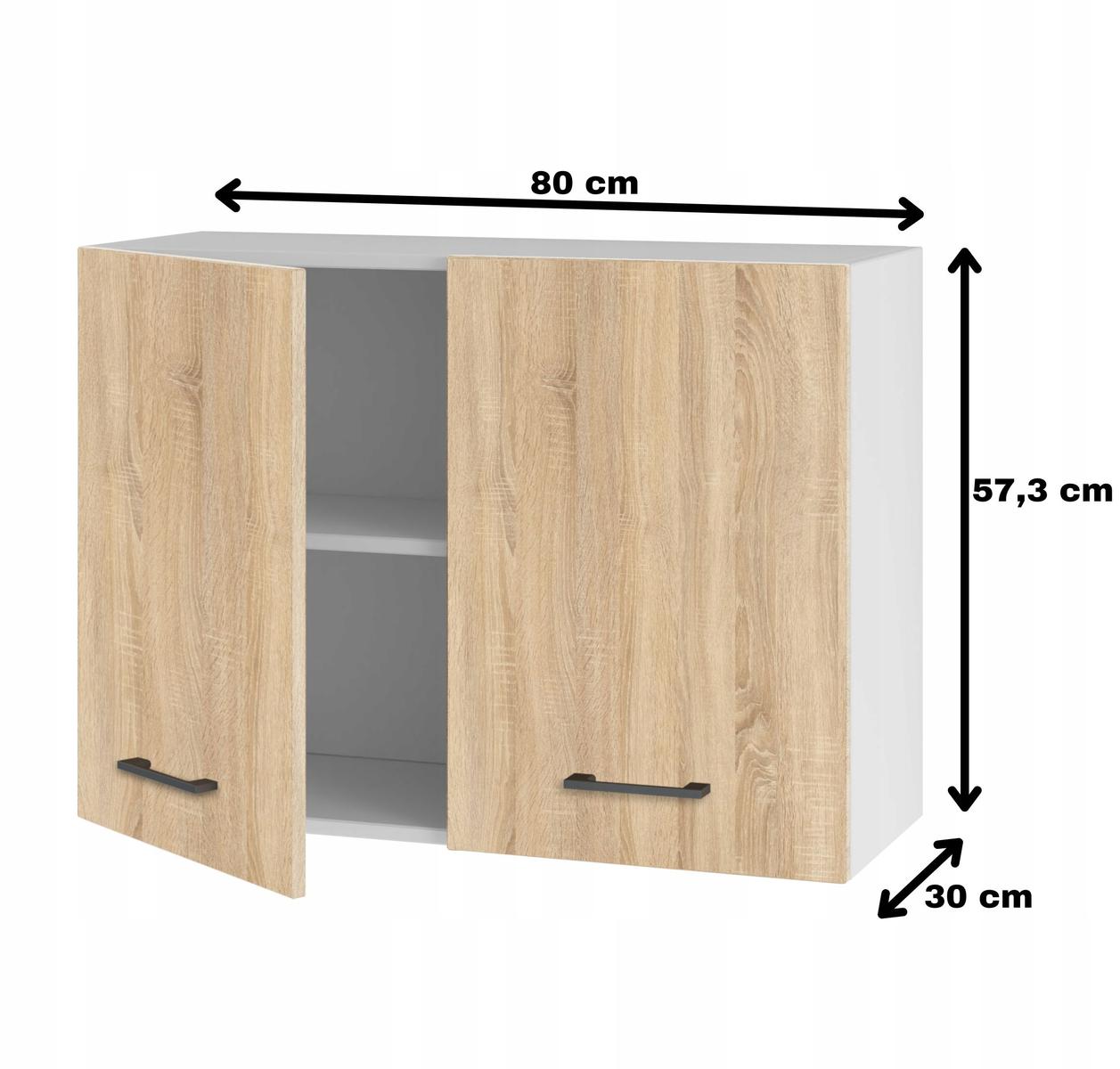 Szafka kuchenna górna 30x57x80 cm wisząca z drzwiczkami dąb sonoma do kuchni nr. 2