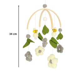 Karuzela do łóżeczka drewniana pluszowe zawieszki pszczółki kwiaty - Miniaturka zdjęcia nr 6