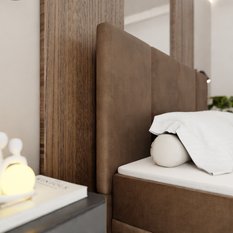 Łóżko kontynentalne 160x200x113 cm podwójne z materacem brązowe  - Miniaturka zdjęcia nr 5